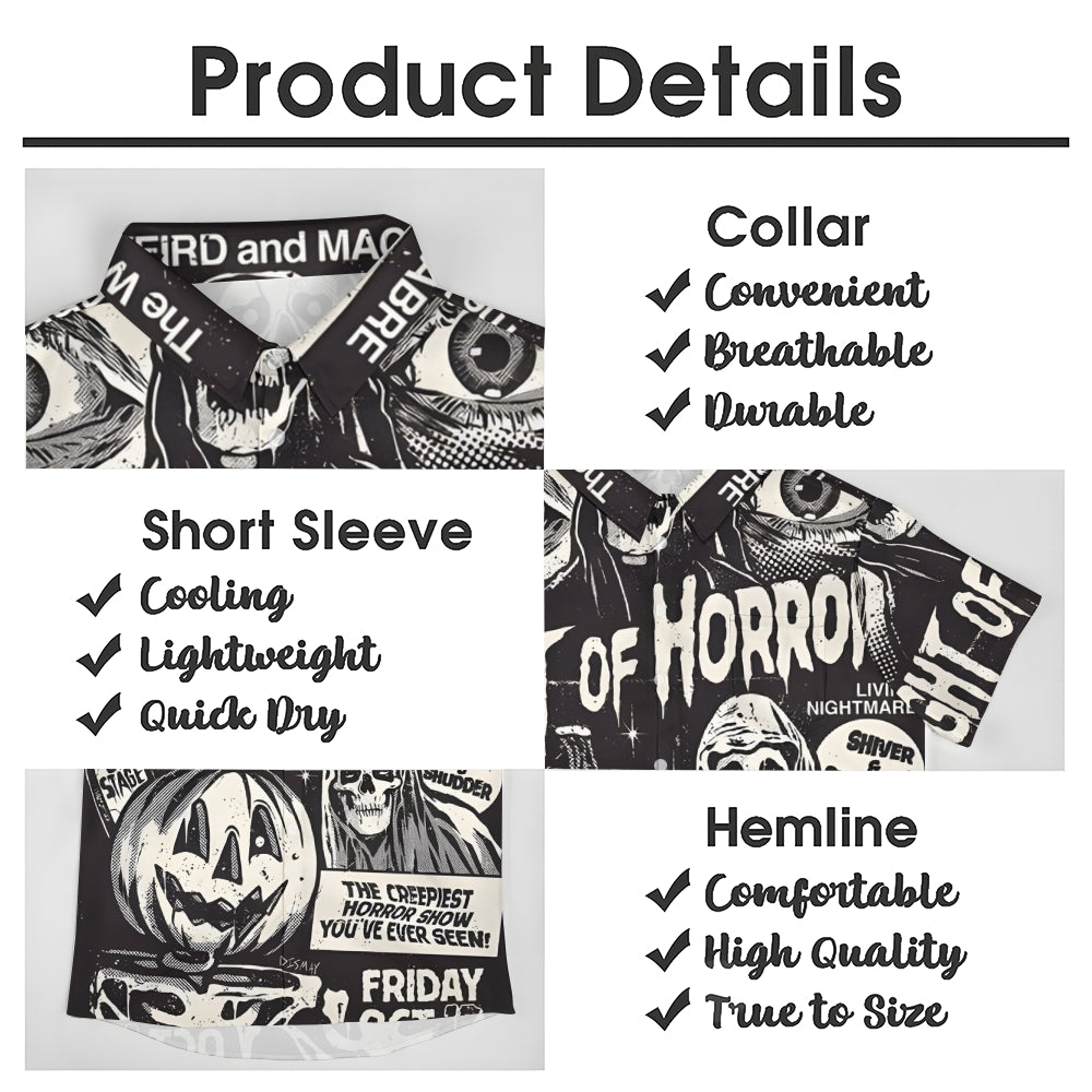 Halloween Horror Print Casual Short Sleeve Shirt 2408002796