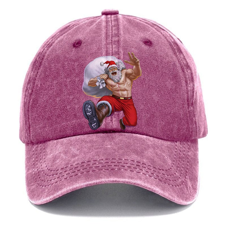 Unisex Vintage Casual Santa Claus Print Washed Cap