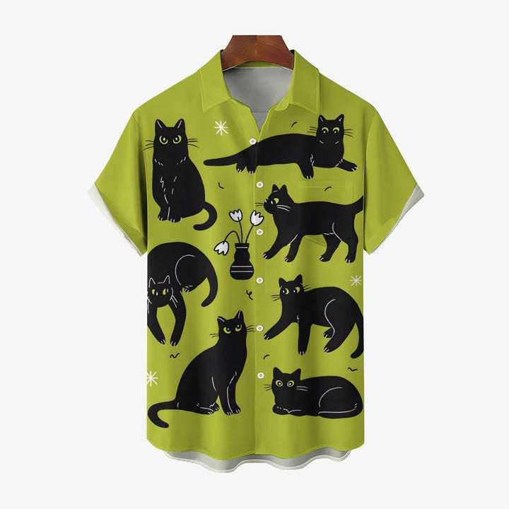 Men's Cats Casual Short Sleeve Shirt 2404000169