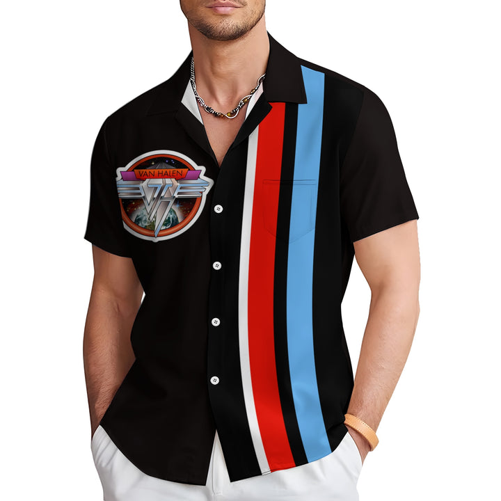 Men's Metal Rock Plus Size Bowling Shirt Casual Short Sleeve Shirt 2404000643