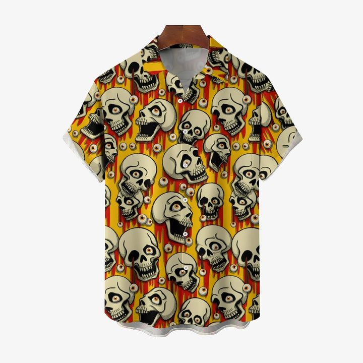 Halloween Skull Horror Men's Casual Short Sleeve Shirt 2407004570