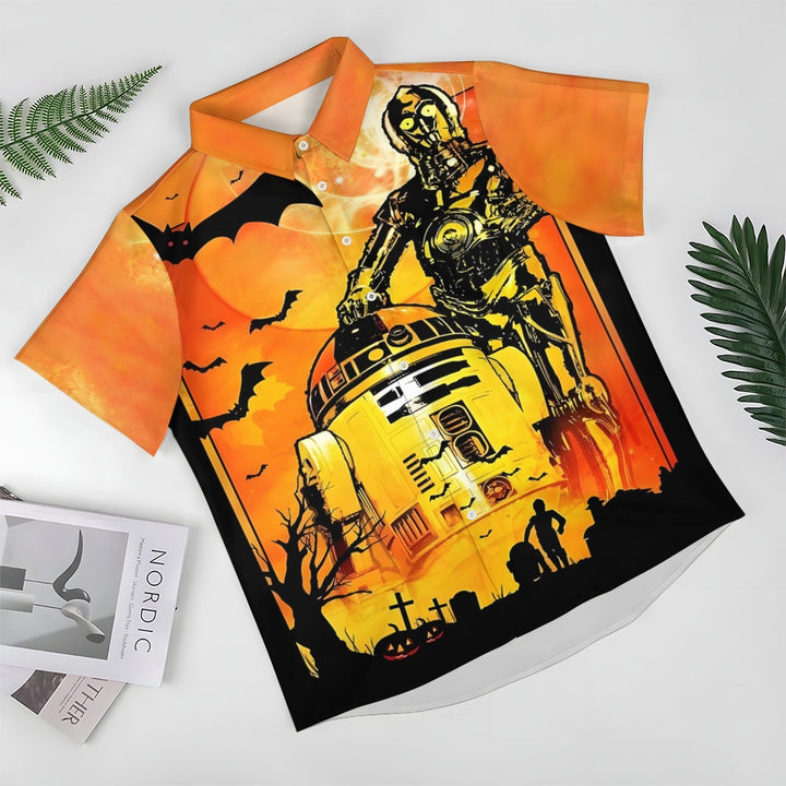 Halloween Cartoon Casual Large Size Short Sleeve Shirt 2407004236