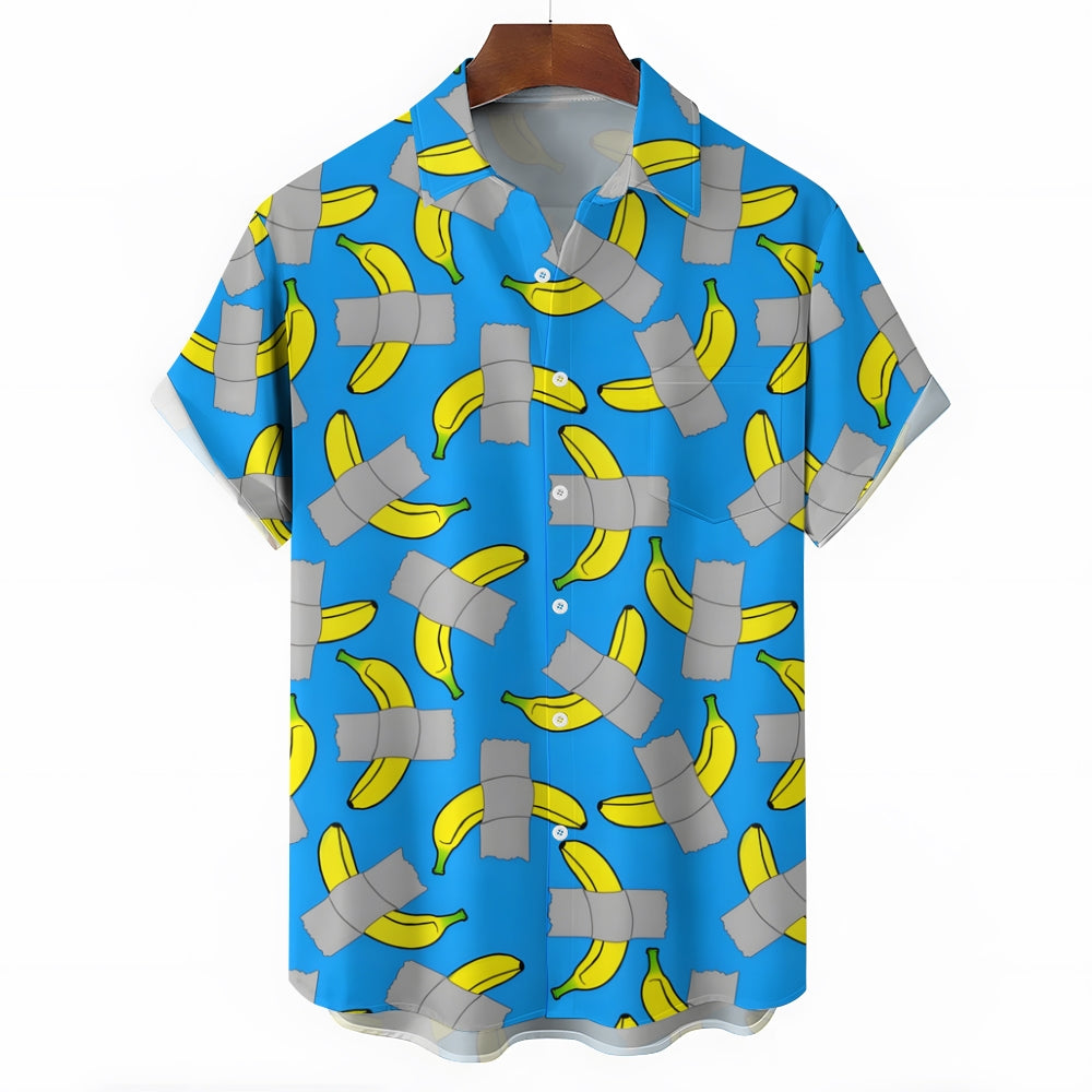 Banana Art Print Casual Short Sleeve Shirt 2408004525