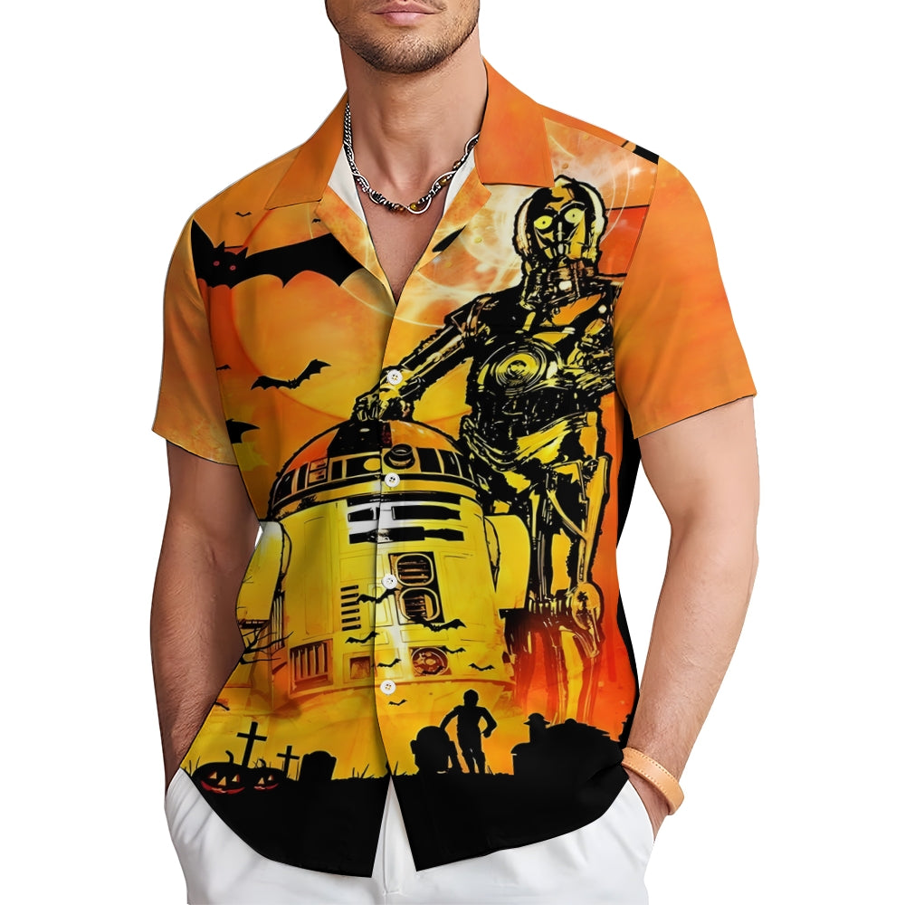 Halloween Cartoon Casual Large Size Short Sleeve Shirt 2407004236