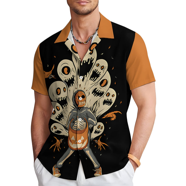 Halloween Ghost Prints Casual Short Sleeve Shirt 2408004641