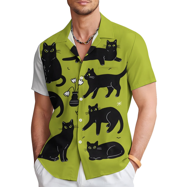 Men's Cats Casual Short Sleeve Shirt 2404000169