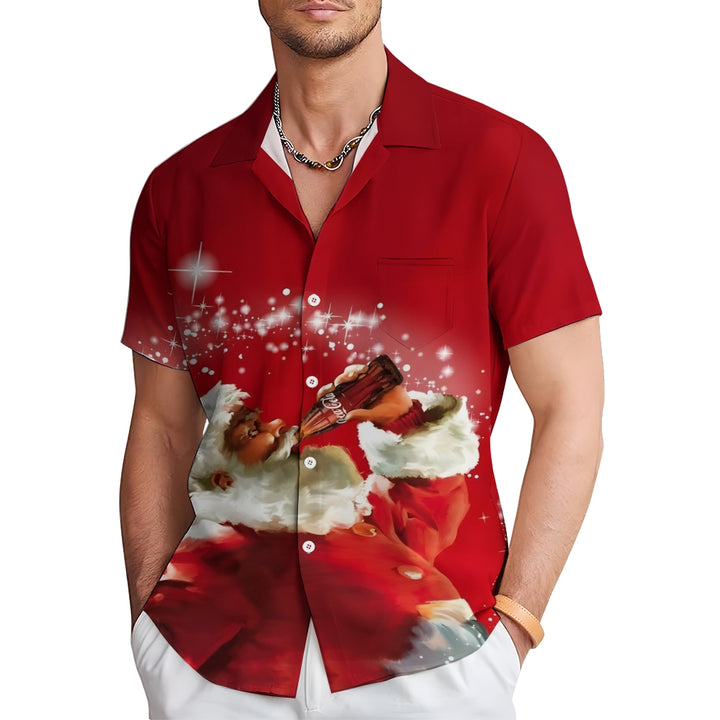 Christmas Santa Coke Casual Short Sleeve Shirt 2408008196