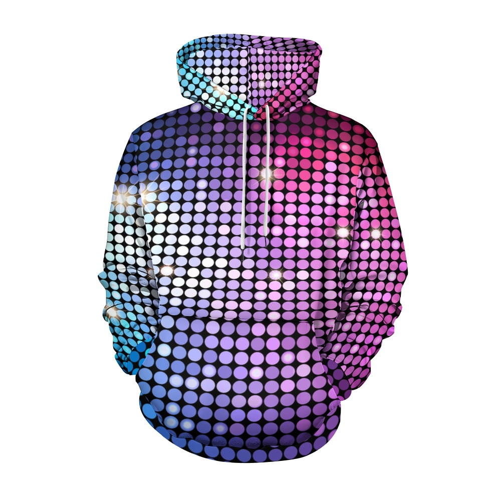 Plue Size Glitter Gradient Printed Hoodies 2411009472