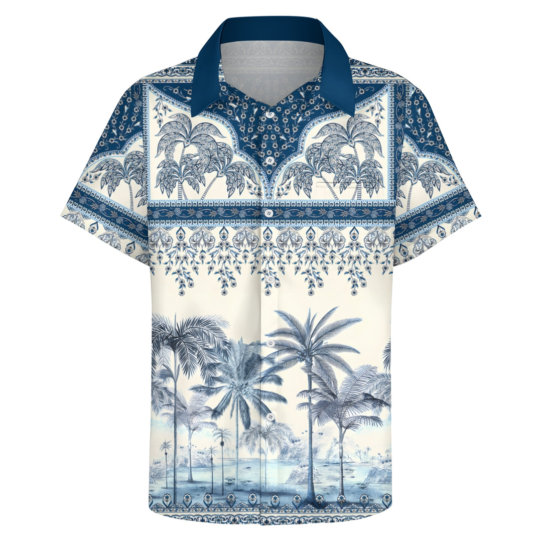 Men's Hawaiian Coconut Print Casual Short Sleeve Shirt 2404000058