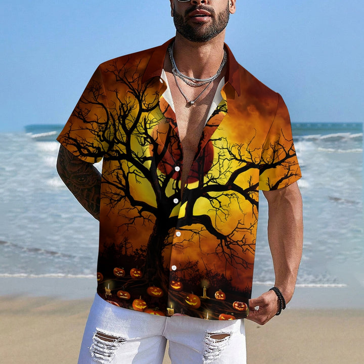 Halloween Ghost Pumpkin Casual Short Sleeve Shirt 2409008965