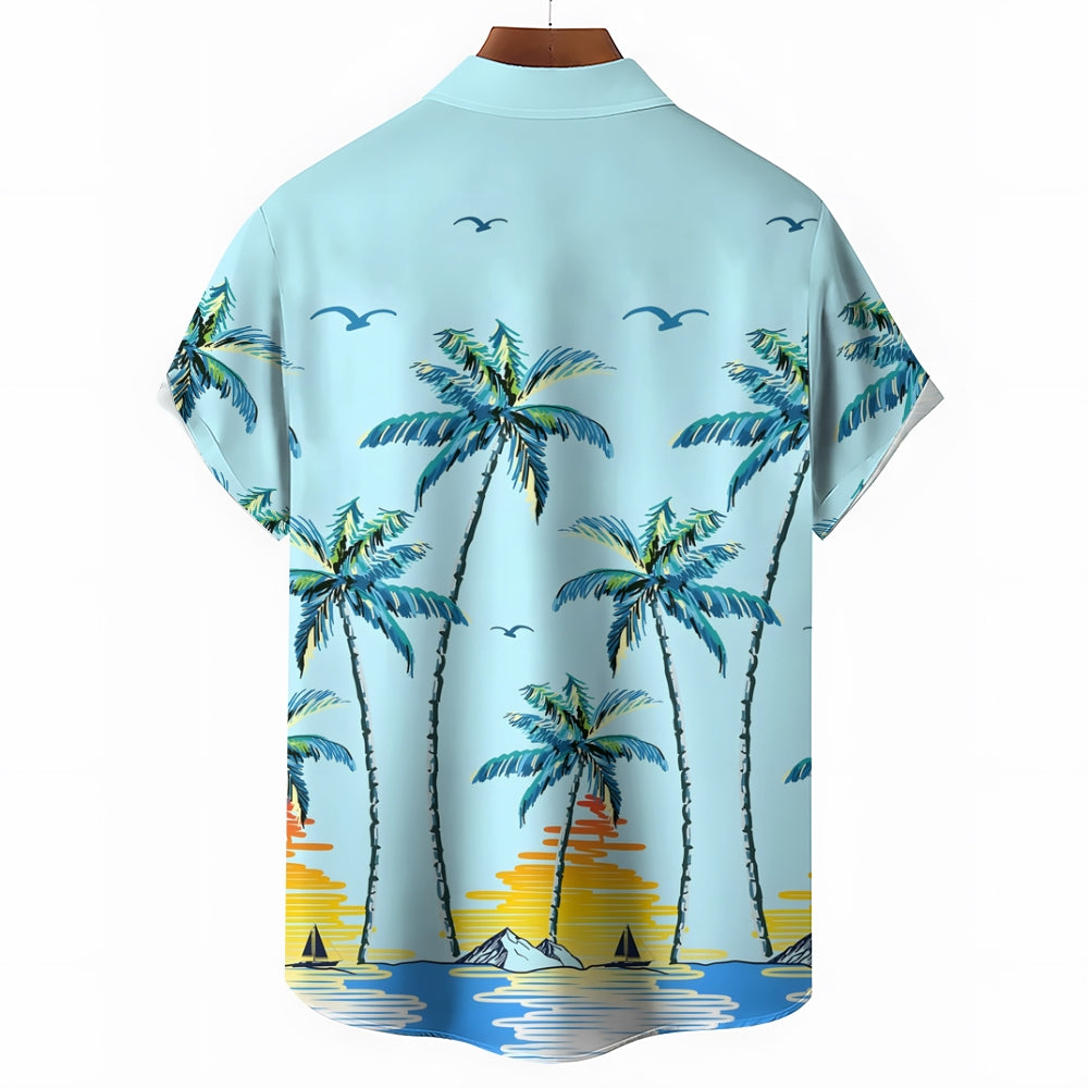 Men's Hawaiian Coconut Tree Casual Short Sleeve Shirt 2410005873