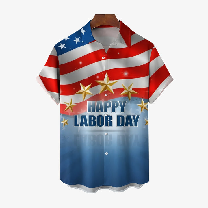 Happy Labor Day Casual Large Size Short Sleeve Shirt 2408000353