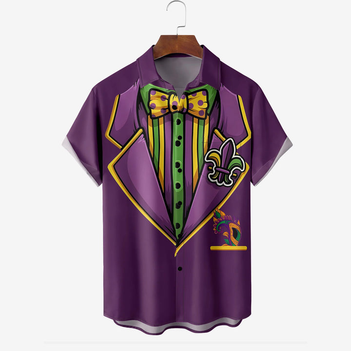 Mardi Gras Chest Pocket Short-sleeved Shirt