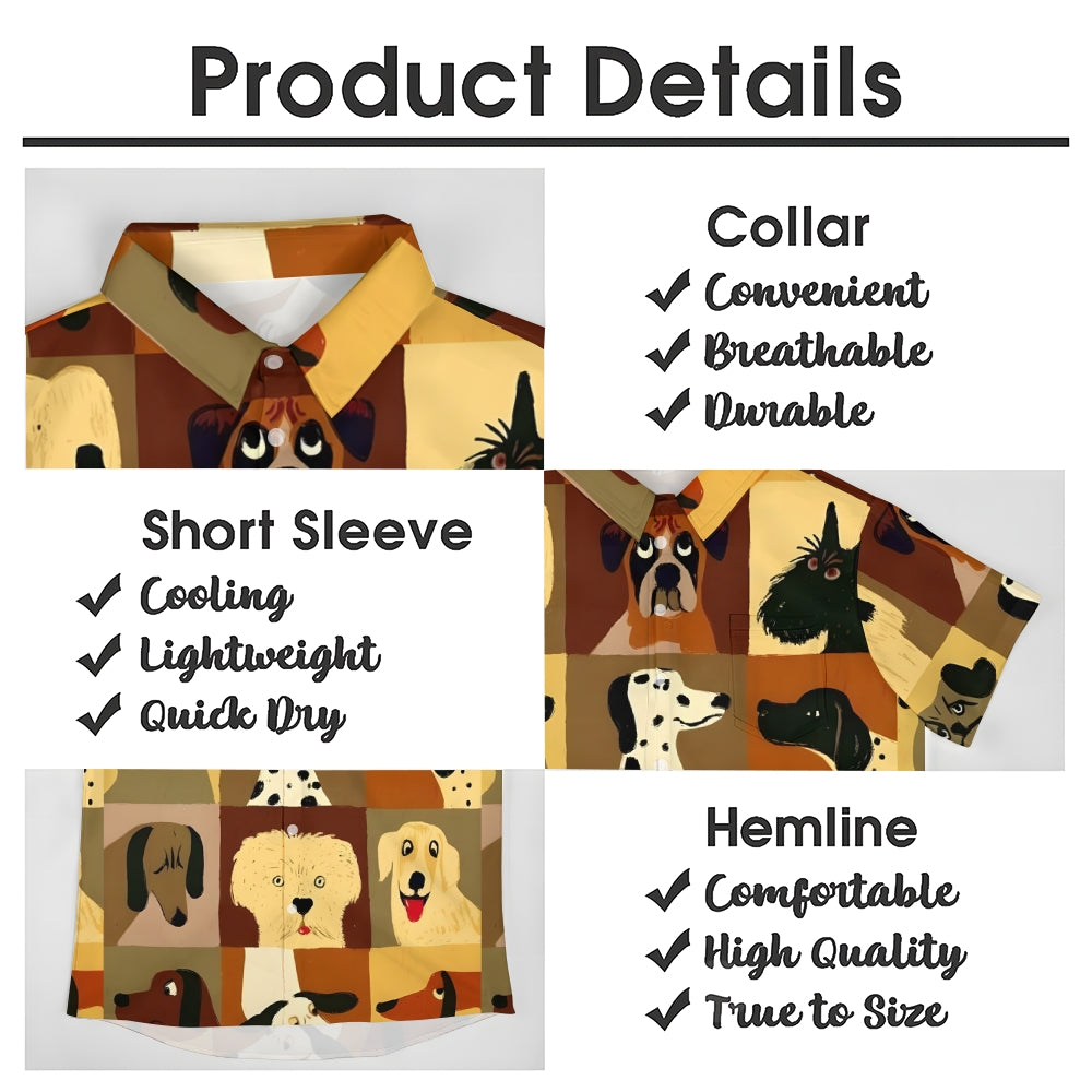 Dogs Cartoon Casual Large Size Short Sleeve Shirt 2407004402