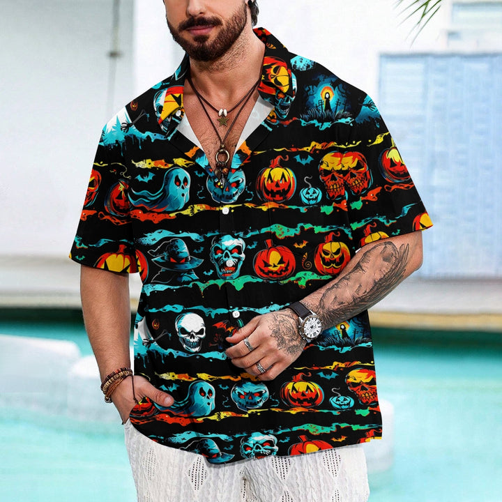 Ghost Halloween Pumpkin Casual Large Size Short Sleeve Shirt 2407003703