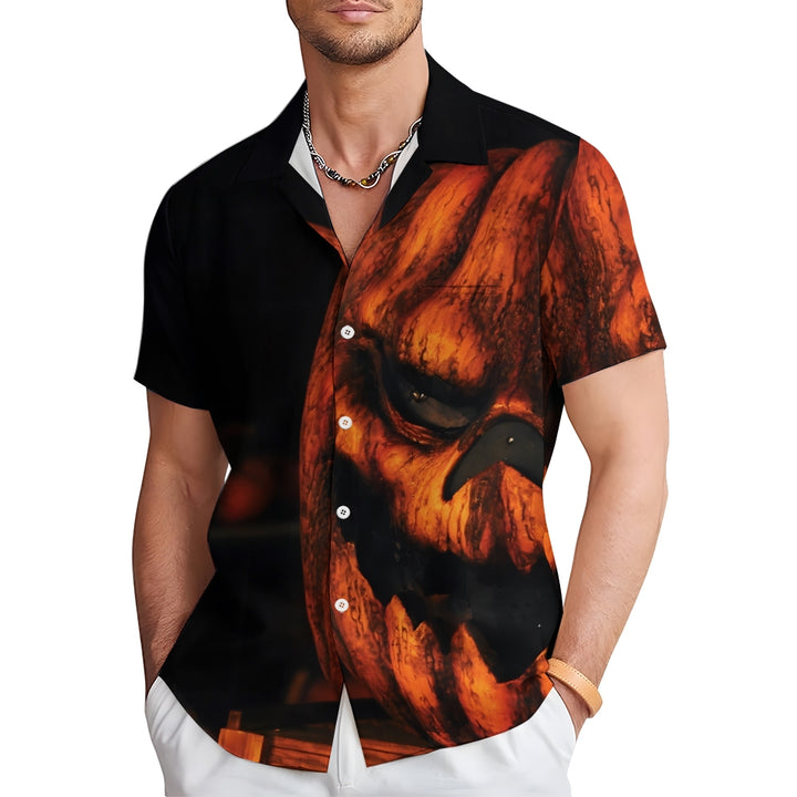 Halloween Ghost Pumpkin Casual Short Sleeve Shirt 2408007011