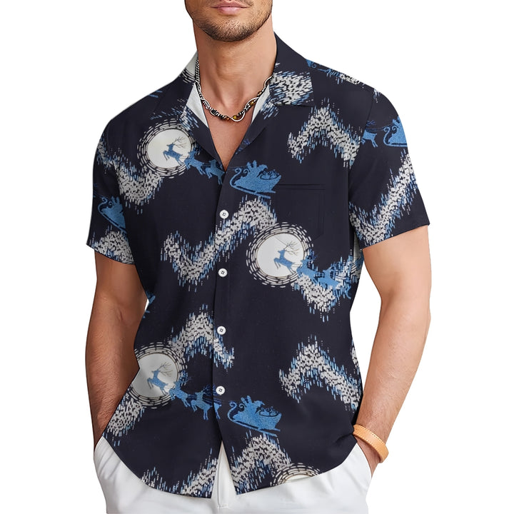 Santa Elk Casual Short Sleeve Shirt 2409008981