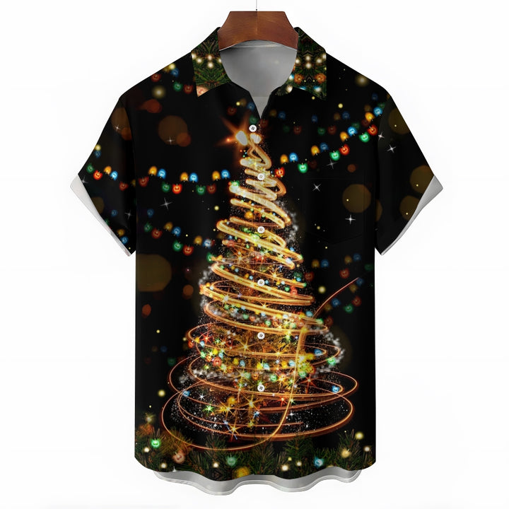 Christmas Tree Lights Casual Short Sleeve Shirt 2409006117