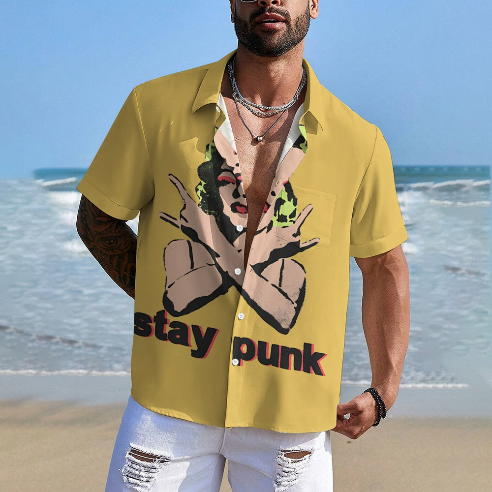 Men's Stay Punk Monroe Print Short Sleeve Shirt 2412010176