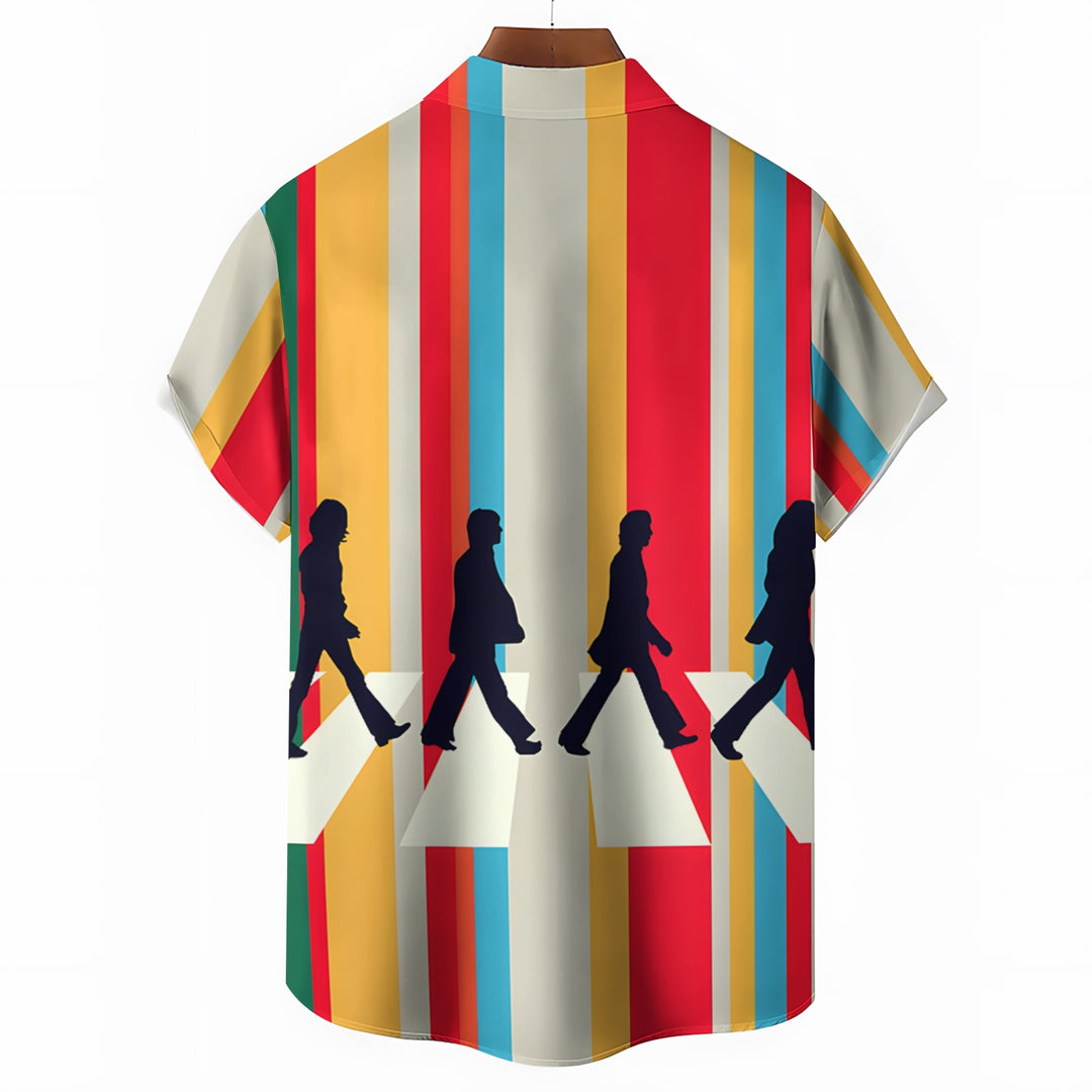 Men's Rock Band Print Casual Short Sleeve Shirt 2404000880