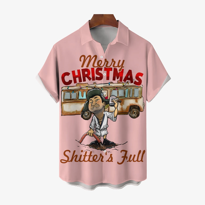 Merry Christmas Fun Character Prints Casual Short Sleeve Shirt 2412003114