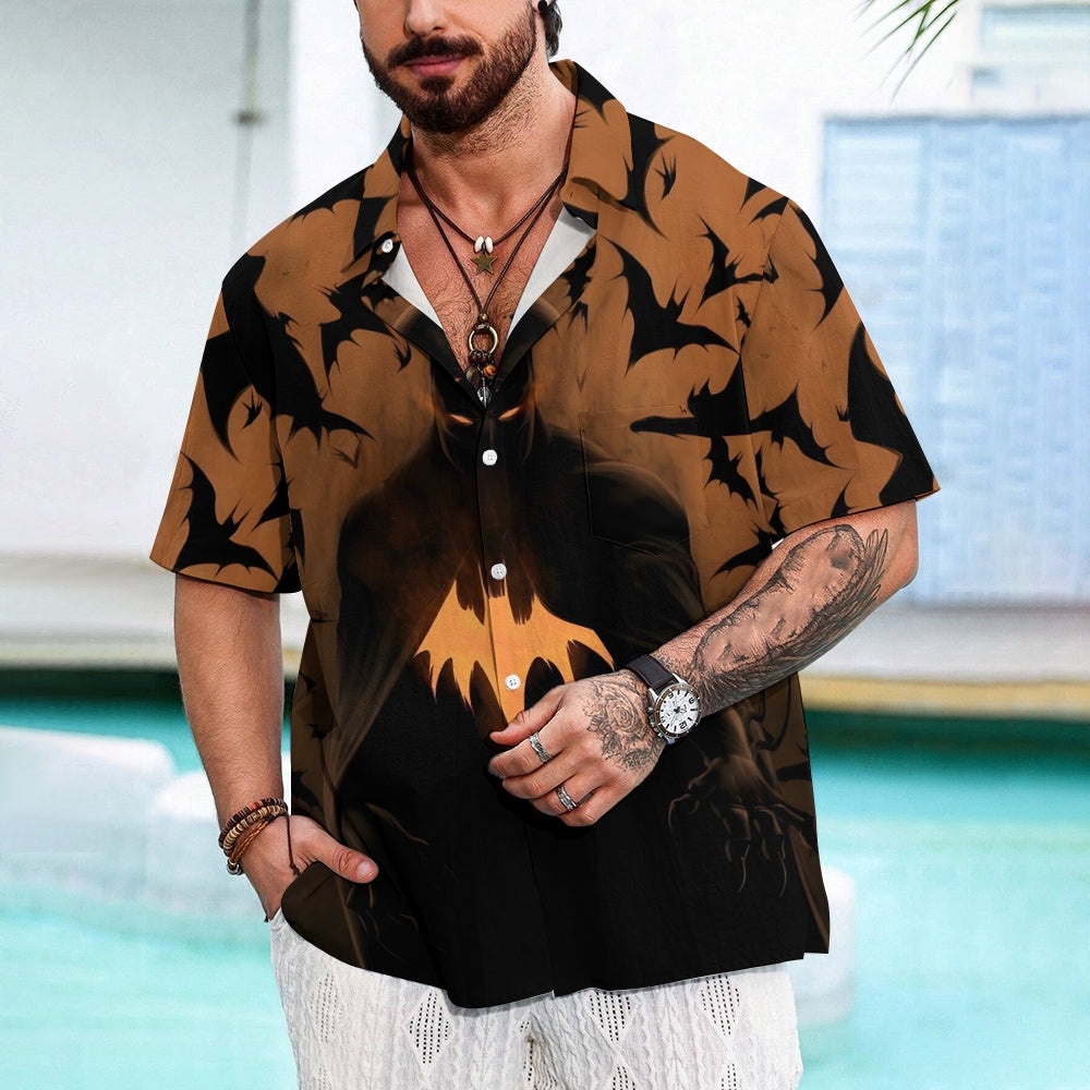 Dark Batman Print Casual Short Sleeve Shirt 2408007160