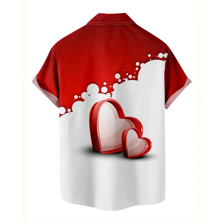 Contrast Valentine's Day Love Print Short-sleeved Shirt