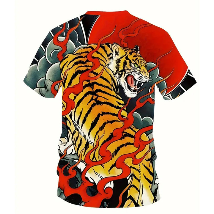 Men's Tiger Graphic Print T-shirt For Summer