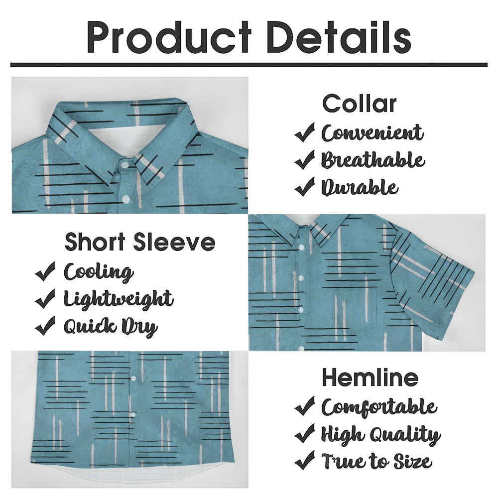 50's Retro Geometric Line Print Casual Vacation Shirt 2406000044