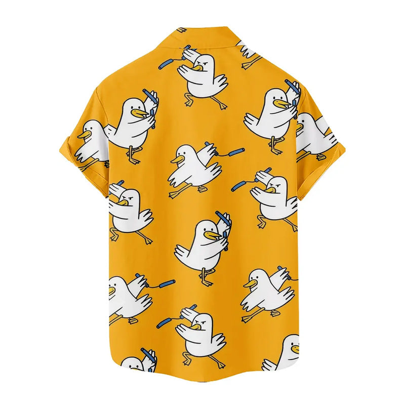 Men's Funny Bird with Nunchucks 3D Print Casual Shirt