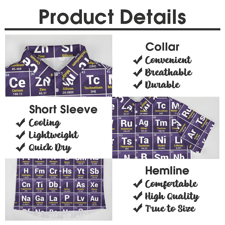 Men's Periodic Table Of Elements Casual Short Sleeve Shirt 2312000248