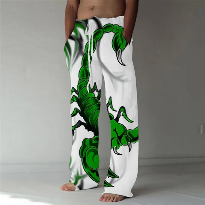 Men's Fashion 3D Printed Linen Wide Leg Pants