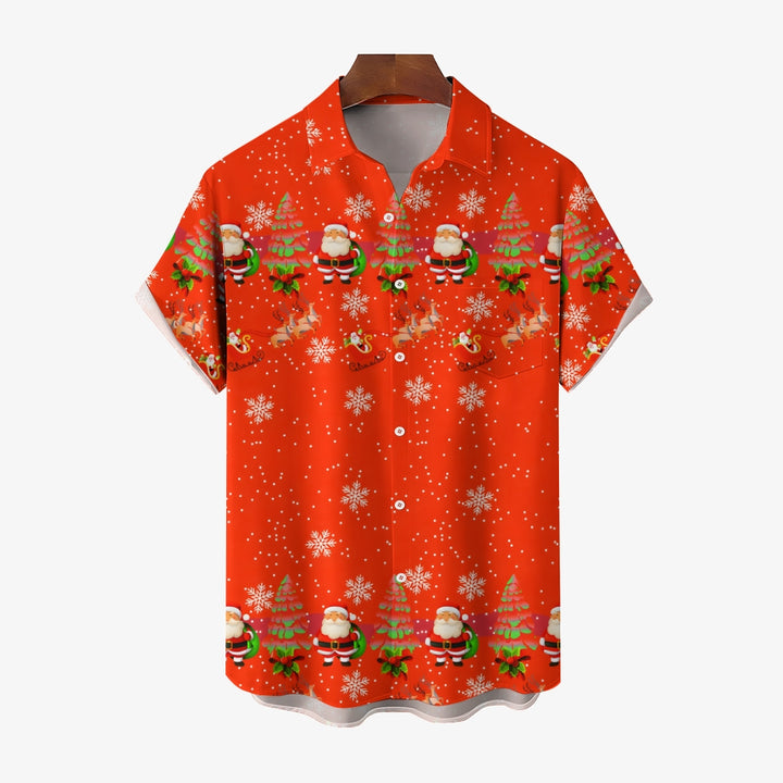 Christmas Santa Claus Snowflakes Short Sleeve Shirt 2411003239