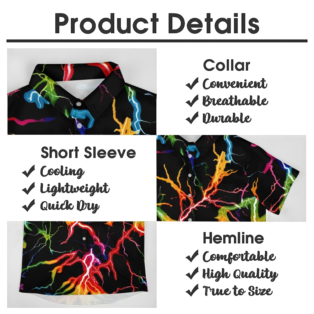 Men's Colorful Lightning Print Casual Short Sleeve Shirt 2410009058