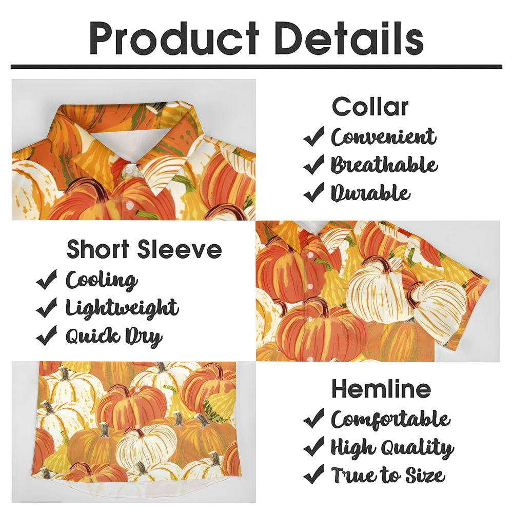 Thanksgiving Pumpkin Casual Short Sleeve Shirt 2410001539