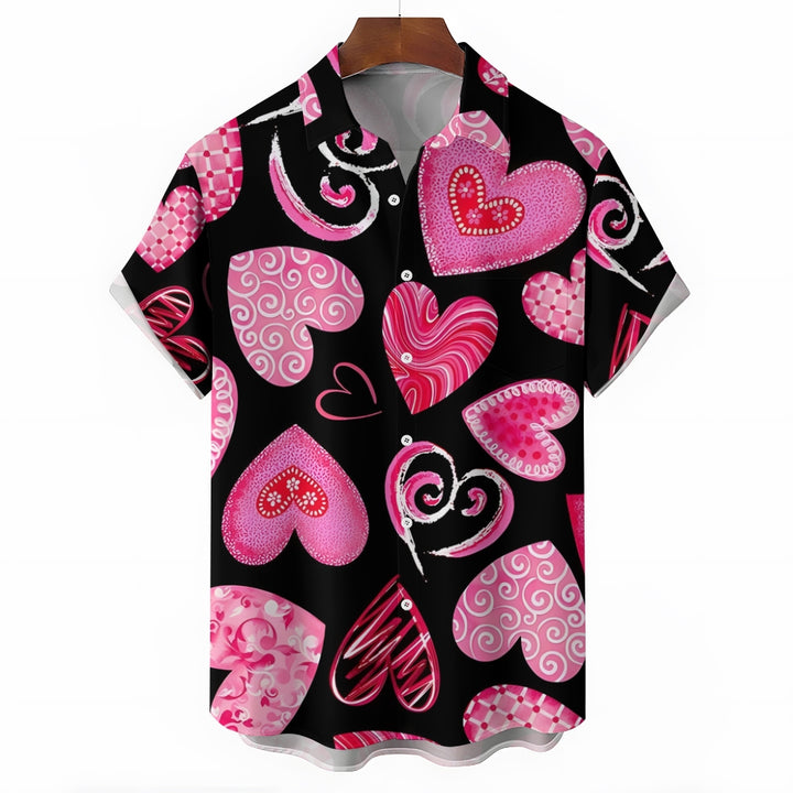 Valentine's Day Love Pink Print Casual Shirt 2412006509