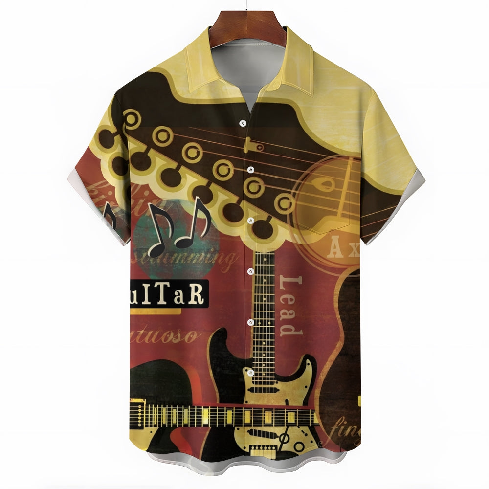 Musical Instrument Guitar Art Print Casual Short Sleeve Shirt 2408004515