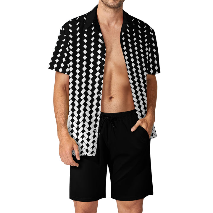 Men's Geometric Gradient Print Beach Two-Piece Suit 2404000016