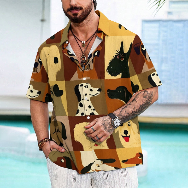 Dogs Cartoon Casual Large Size Short Sleeve Shirt 2407004402