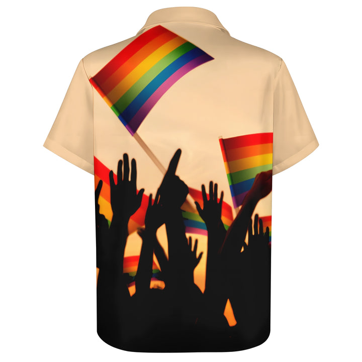 Rainbow Flag Pride Month Casual Short Sleeve Shirt 2404001805