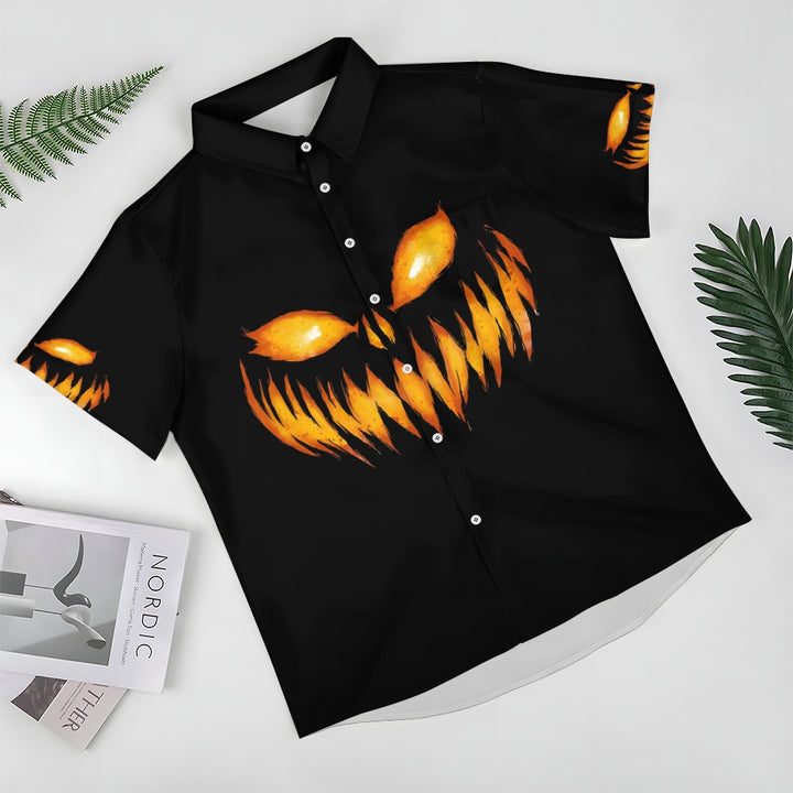 Men's Halloween Ghost Pumpkin Short Sleeve Shirt 2408008246