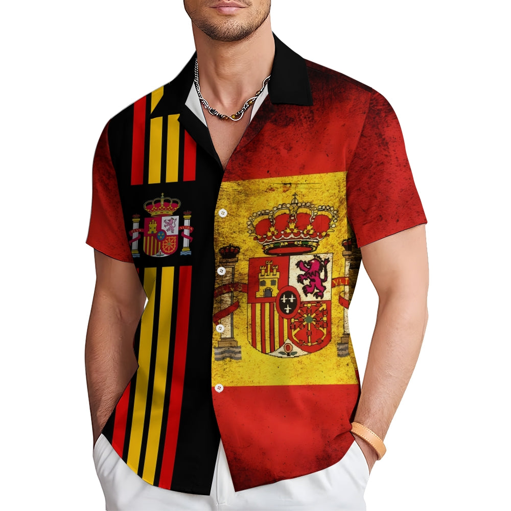 Spain European Cup Casual Large Size Short Sleeve Shirt 2407002090