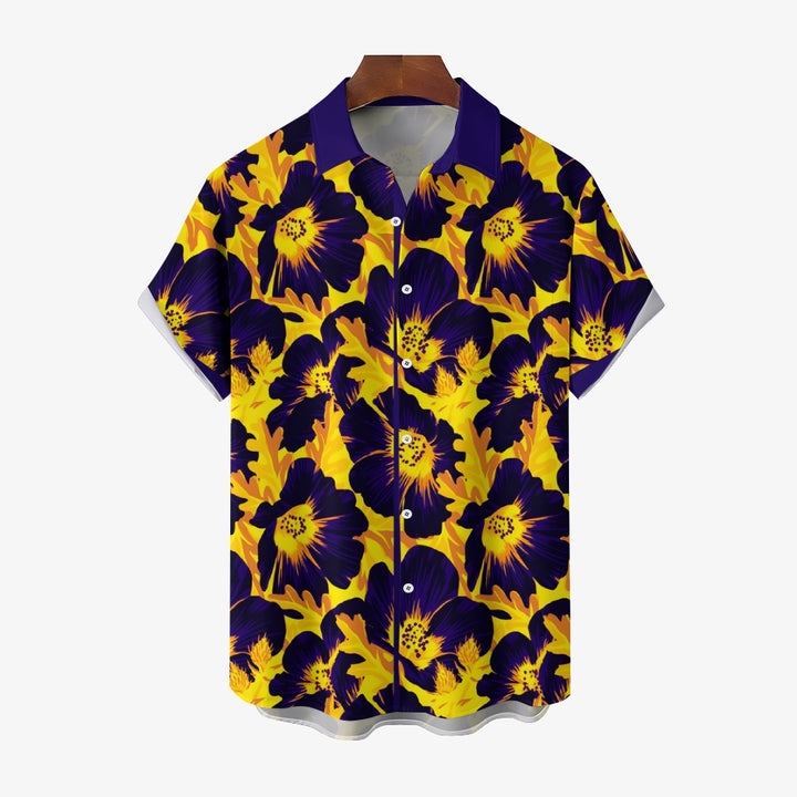 Men's Hawaiian Flowers Prints Casual Short Sleeve Shirt 2408004639