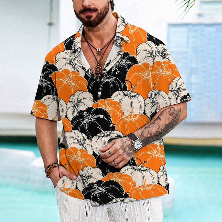 Thanksgiving Pumpkin Casual Short Sleeve Shirt 2409008973