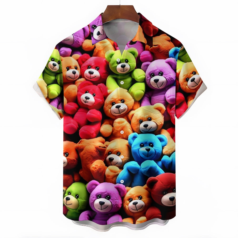 Bear Doll Print Casual Short Sleeve Shirt 2412007609