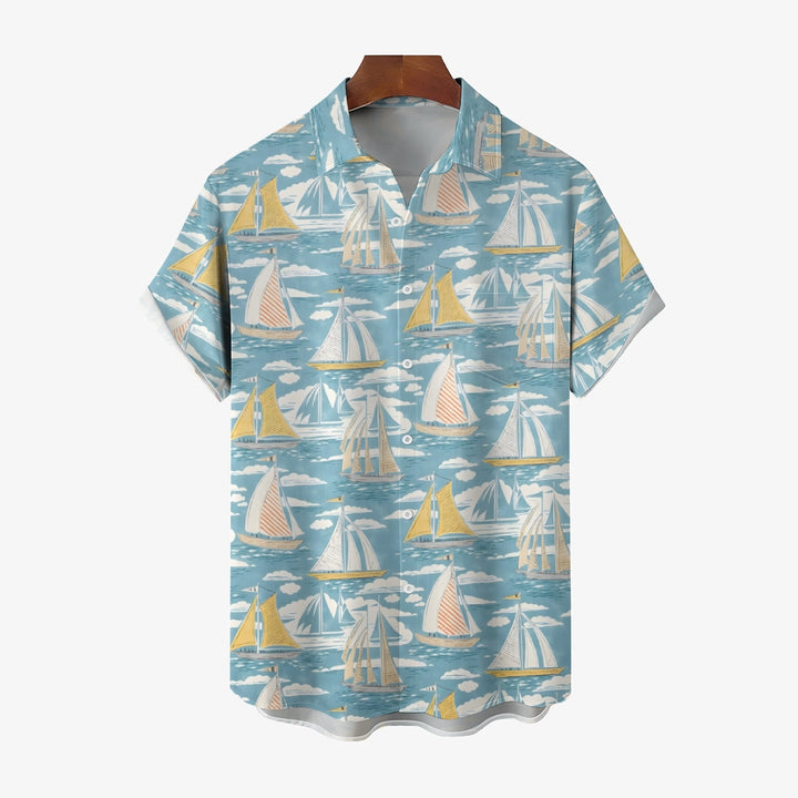 Sailboat Casual Short Sleeve Shirt 2405000206