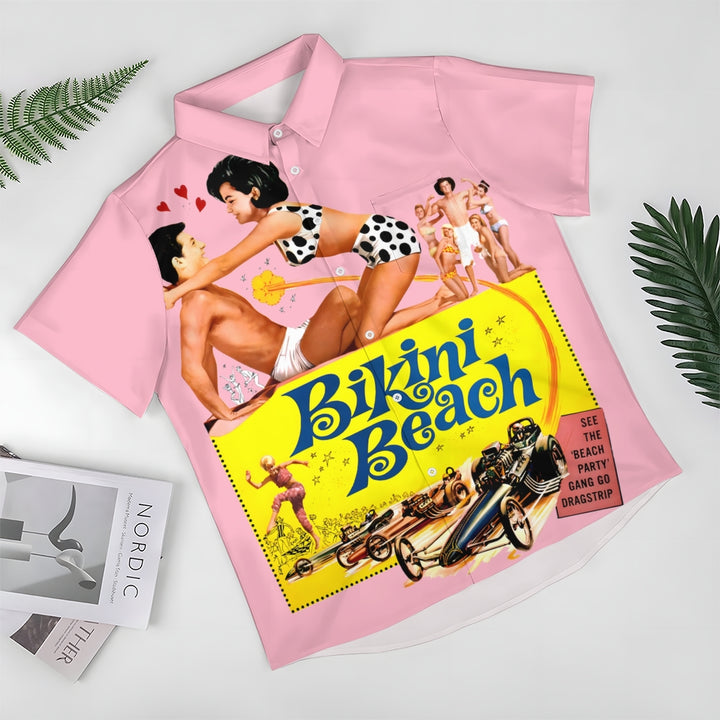 Bikini Beach Retro Poster Print Short Sleeve Shirt 2410003430