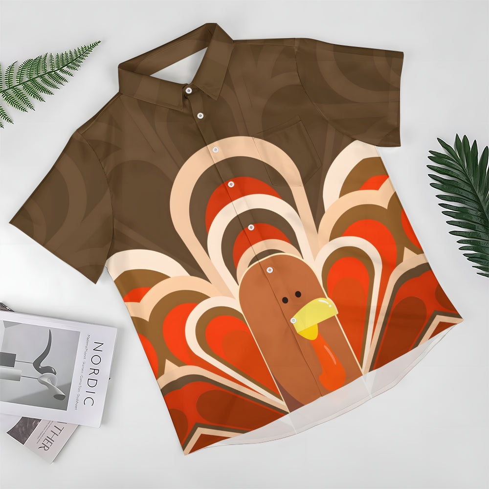 Thanksgiving Fun Turkey Casual Short Sleeve Shirt 2409009572