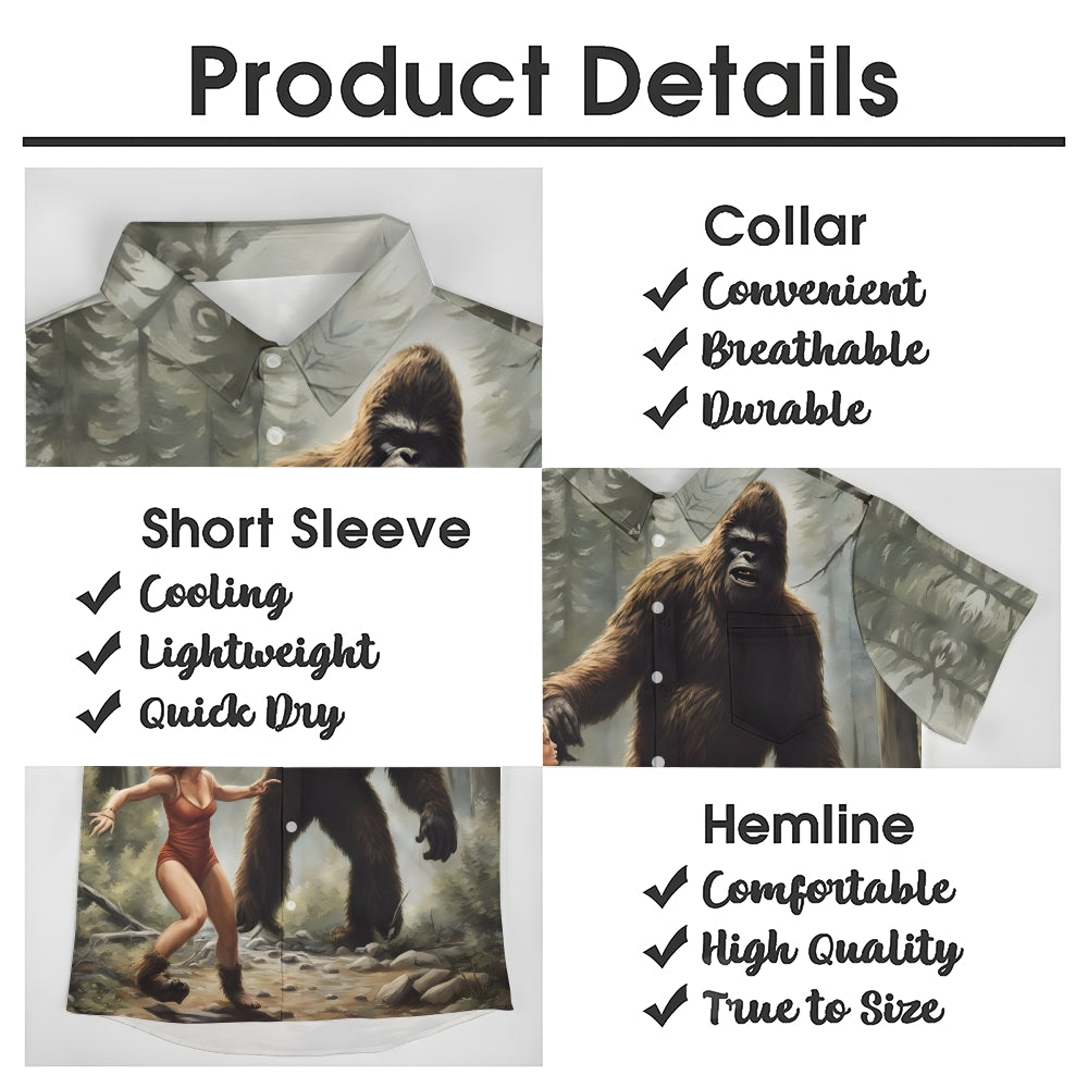 Bigfoot and Girls Casual Short Sleeve Shirt 2408002814