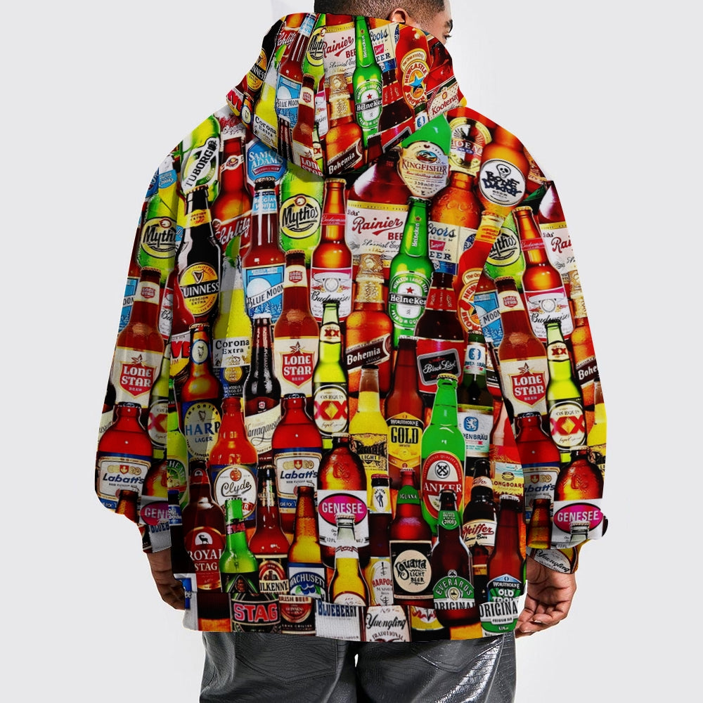 Men's Beer Print Plue Size Printed Hoodies 2410008813